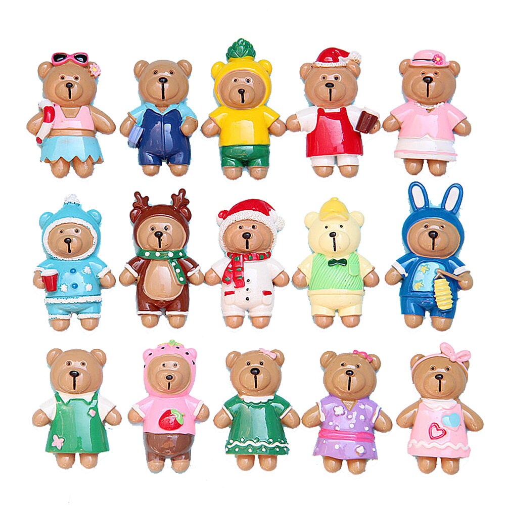 US 15 Pc Slime Bear Cute Stylish Resin Flat Back Jewelry Crafts Scrapbooking Charms DIY, Assorted Bears