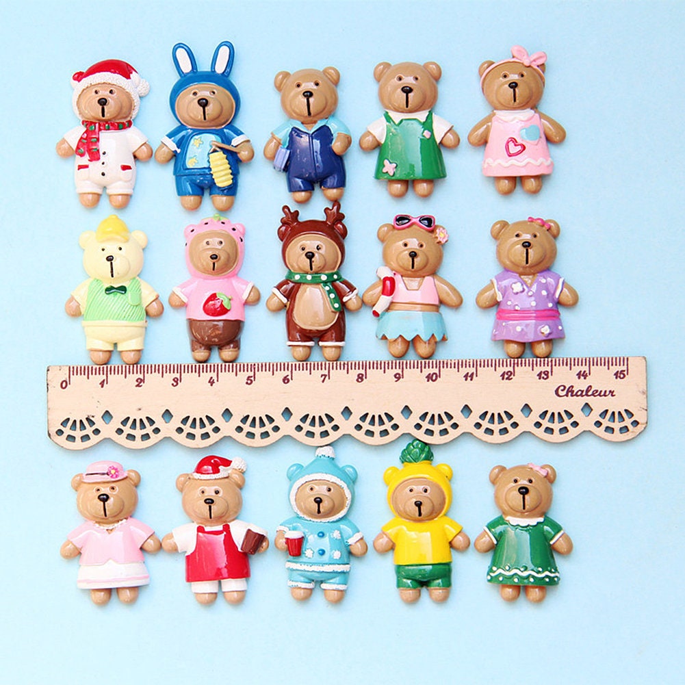 US 15 Pc Slime Bear Cute Stylish Resin Flat Back Jewelry Crafts Scrapbooking Charms DIY, Assorted Bears