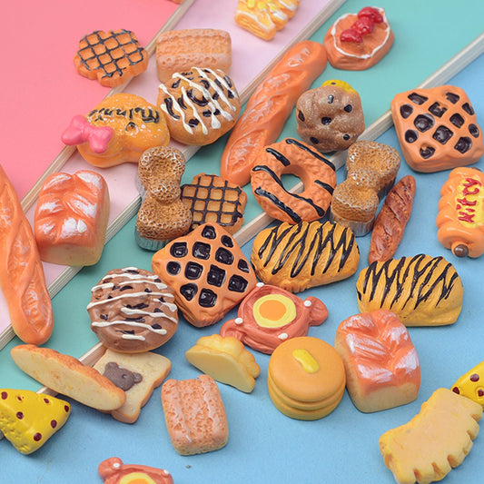 US 30-60 Pc Slime Bread Resin Flat Back Jewelry Crafts Scrap-booking Charms DIY, Bread Theme