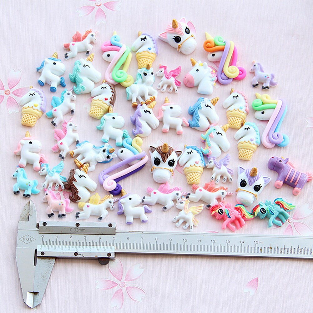 US Slime Nail Jewely Crafts Resin Flat Back Scrapbooking Charms DIY, Unicorn Set