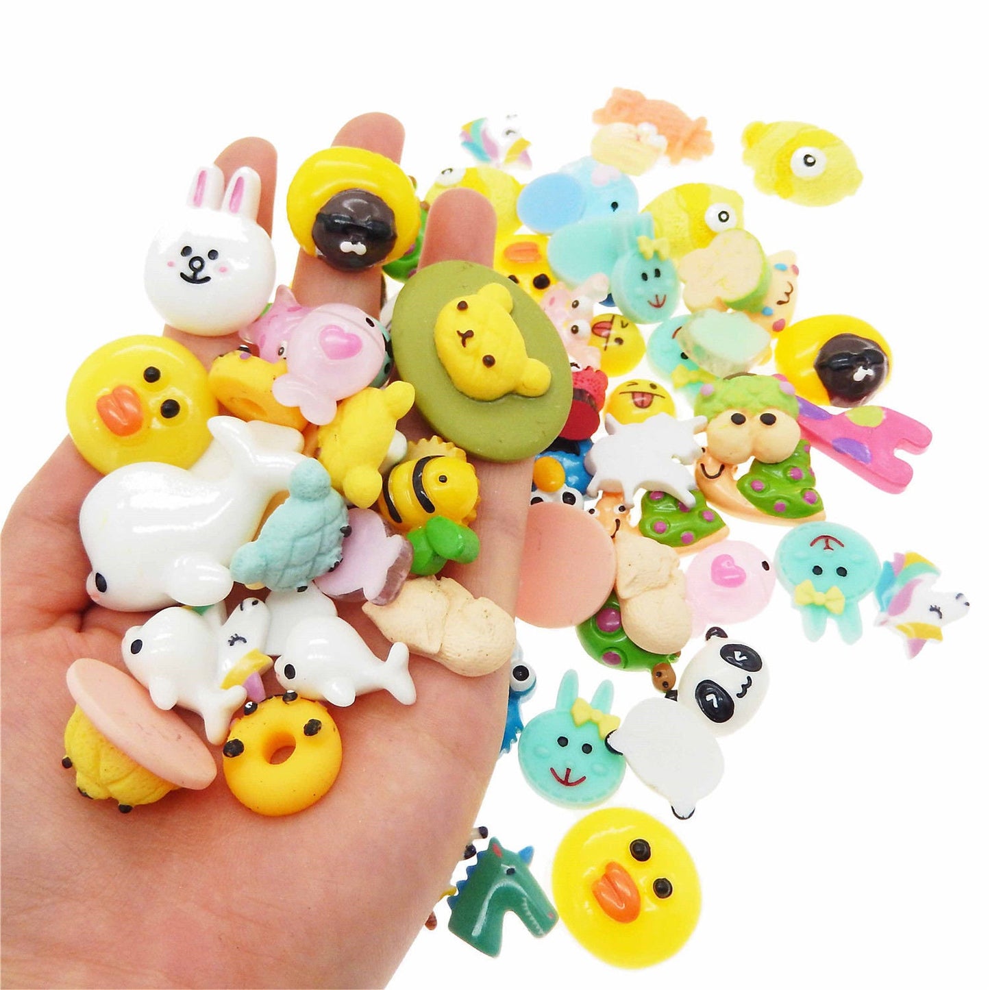 US 100 Pc Animal Cartoons Characters Slime Resin Flat Back Scrapbooking Charms DIY, Assorted Animal Cartoons