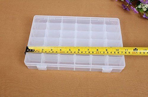 US 36 Grid Box Storage Organizer Case Display Makeup DIY Crafts Drug Collection with Adjustable Divider Big, White