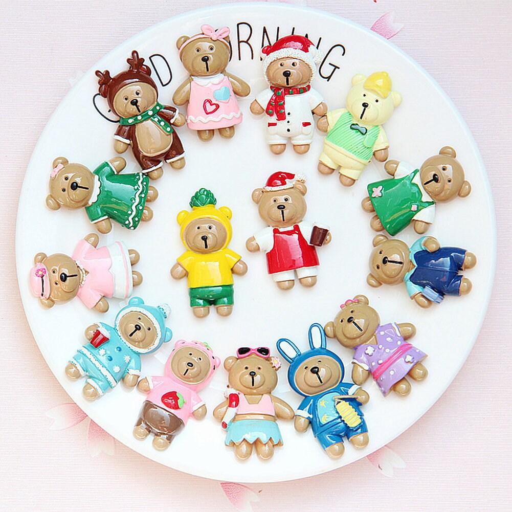 US 15 Pc Slime Bear Cute Stylish Resin Flat Back Jewelry Crafts Scrapbooking Charms DIY, Assorted Bears