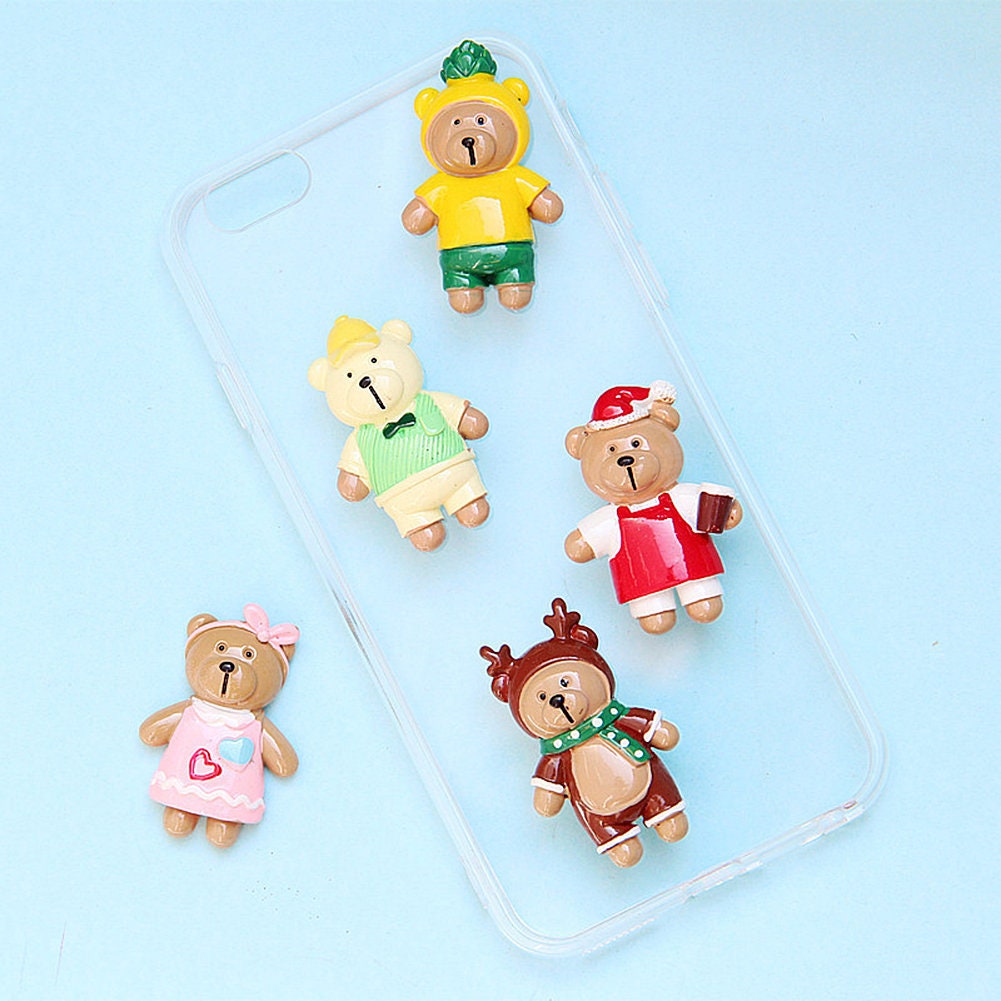 US 15 Pc Slime Bear Cute Stylish Resin Flat Back Jewelry Crafts Scrapbooking Charms DIY, Assorted Bears