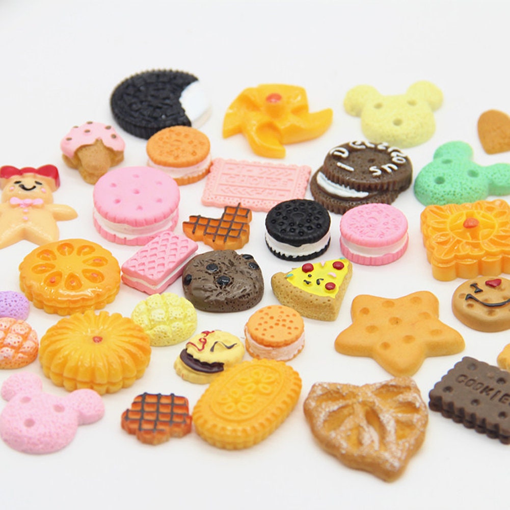 US 50-100 Pc Slime Biscuit Resin Flat Back Jewelry Crafts Scrap-booking Charms DIY, Biscuit