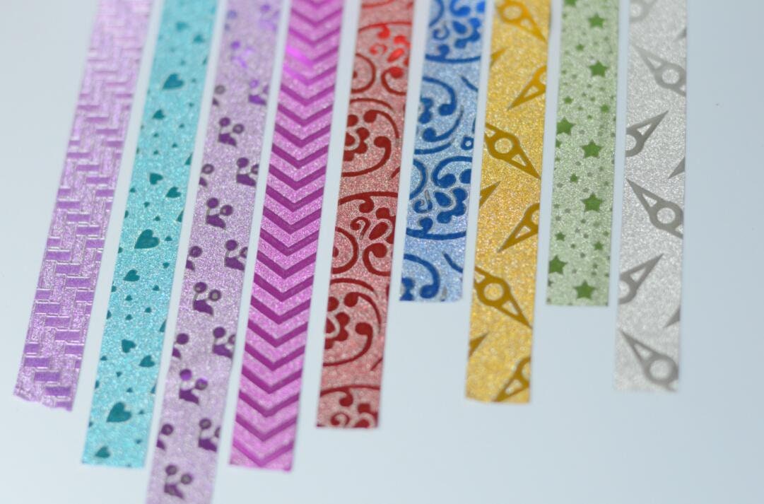 10 PCS Masking Tape Sticker DIY Self Adhesive Glitter Washi Craft Decor 15mmx3m