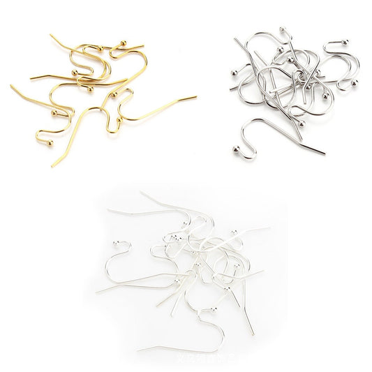 Magik 100-200 Pcs Fishhook Hook Earwire Earring Findings With Open Fancy Ball Loop