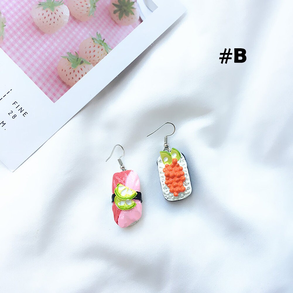 US Kawaii Sushi Sashimi Nigiri Food Salmon Fish Roes Earrings Miniature Gifts