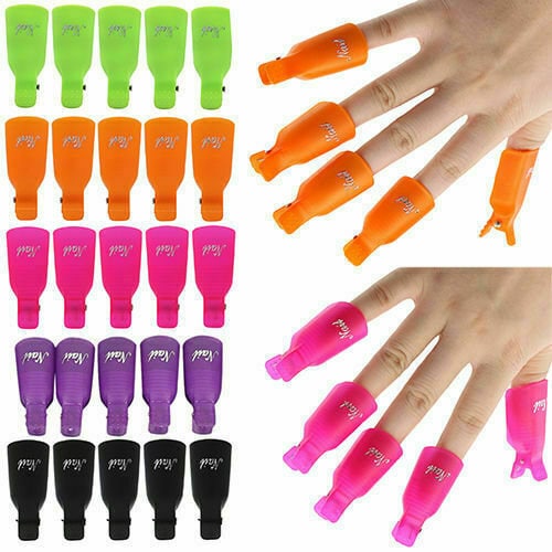 10-20Pcs Silicone UV Gel Polish Remover Wraps Soak Off Cap Clip Nail Art Tool US