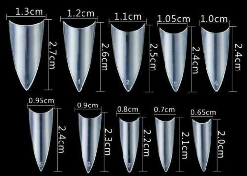 US 500-1000Pcs Stiletto French False Fake Acrylic Nail Tips Coffin Nails Long