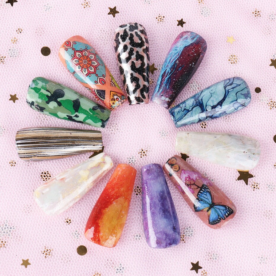 10 Pack 3FT Galaxy/Marble/Flower/Butterfly Nail Decal Nail Art Sticker Decor US