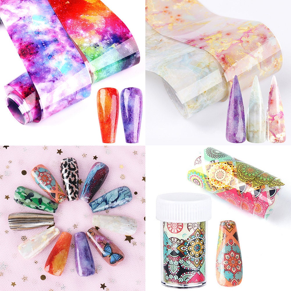 10 Pack 3FT Galaxy/Marble/Flower/Butterfly Nail Decal Nail Art Sticker Decor US