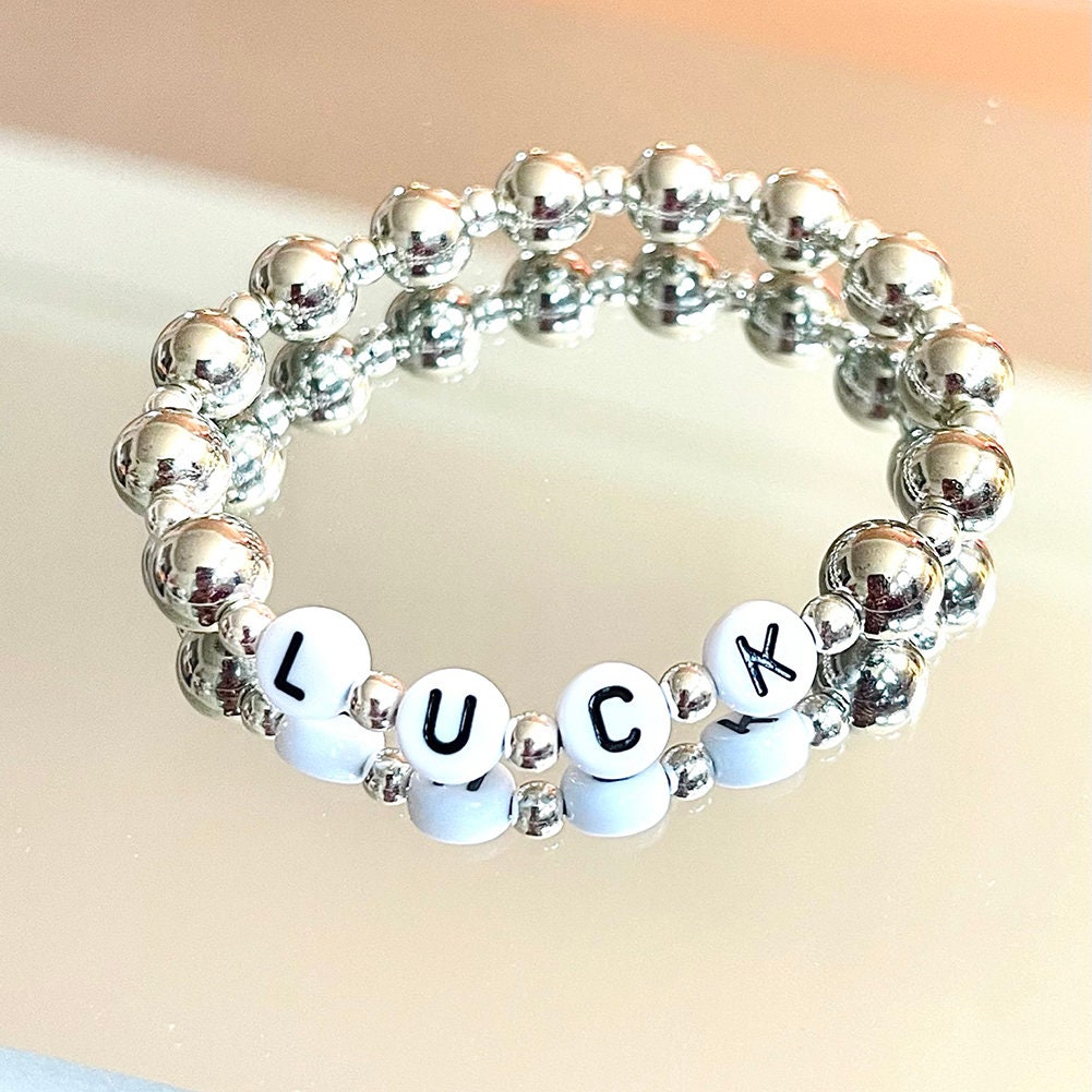 US Custom Name Bracelet Gold/Silver Beaded Stackable Mama Bracelet for All Ages