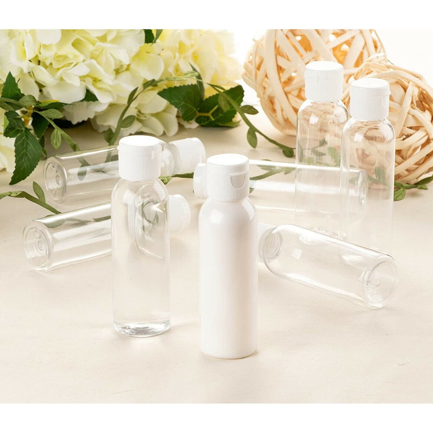 US 30-60 Pcs 2 Oz Plastic Empty Toiletry Bottles Containers Travel Essential Oil