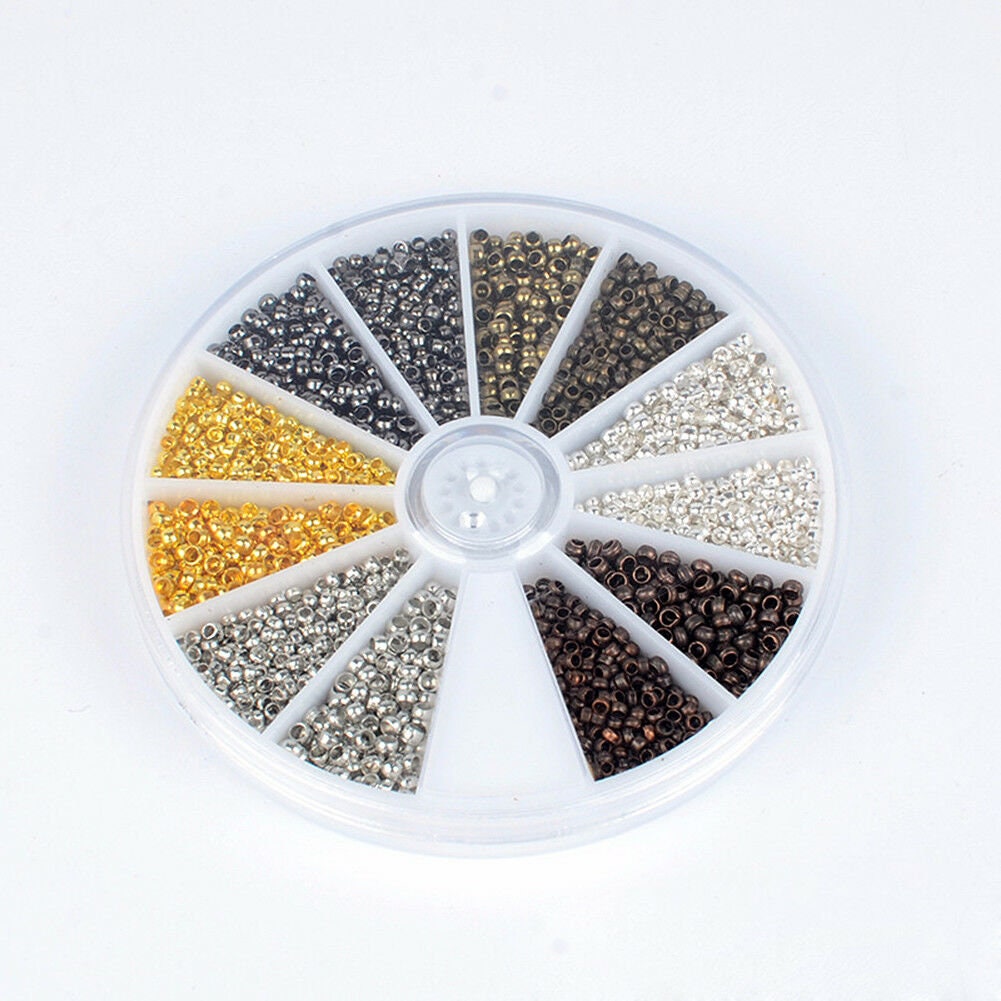 Crimp Beads 2250PCS 6 Colors 2mm 2.5mm Mix Round Bras Tube Bracelet Loose Beads