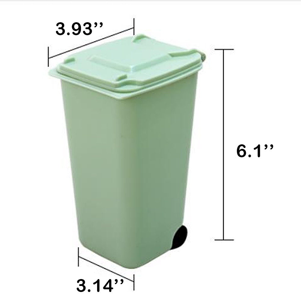 US 4 Pack Small Trash Can Mini Curbside Bin with Lid Desk Organizer Pen DIY Crafts Accessories Holder Multi Use