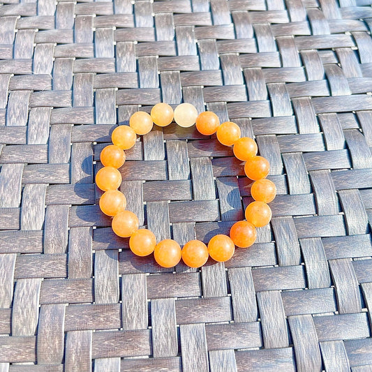 US Handmade Natural Soothing Healing Stone Smooth Orange Aventurine Beaded Bracelet