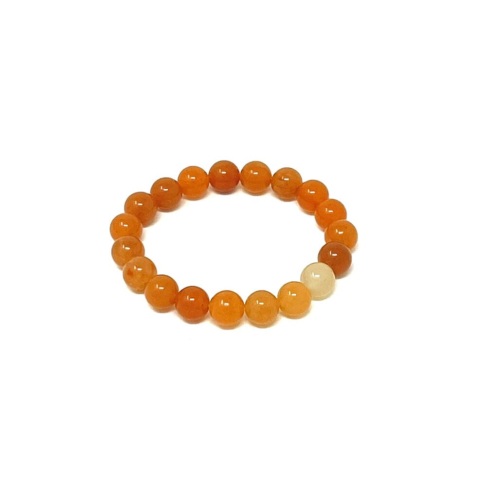 US Handmade Natural Soothing Healing Stone Smooth Orange Aventurine Beaded Bracelet