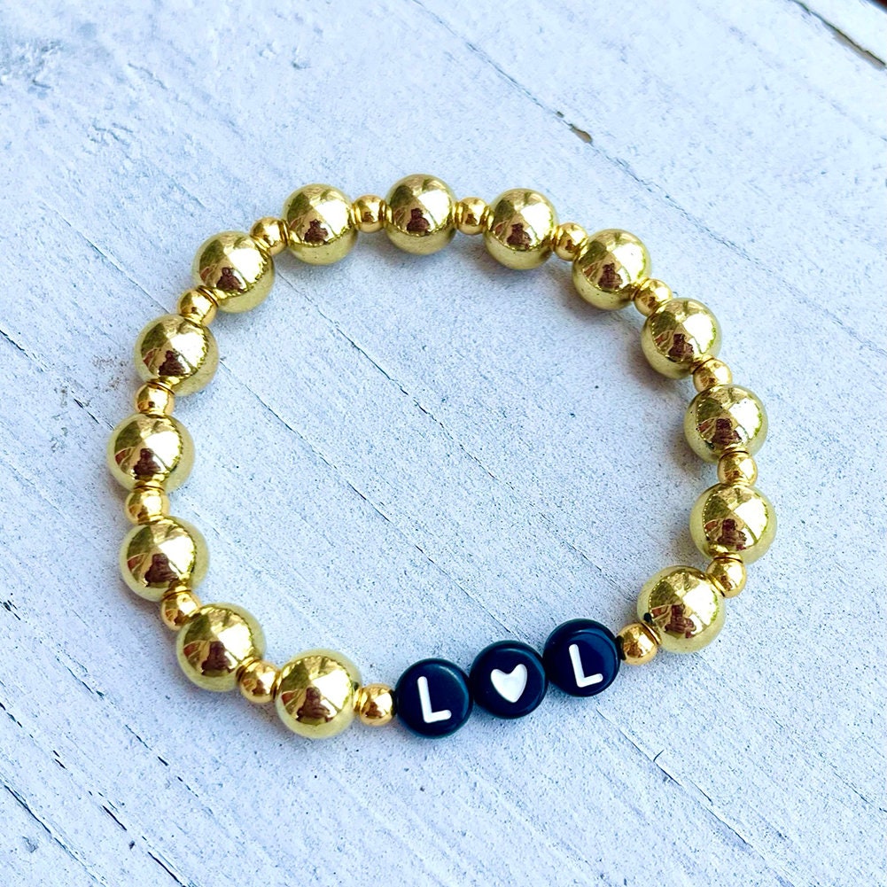 US Custom Name Bracelet Gold/Silver Beaded Stackable Mama Bracelet for All Ages