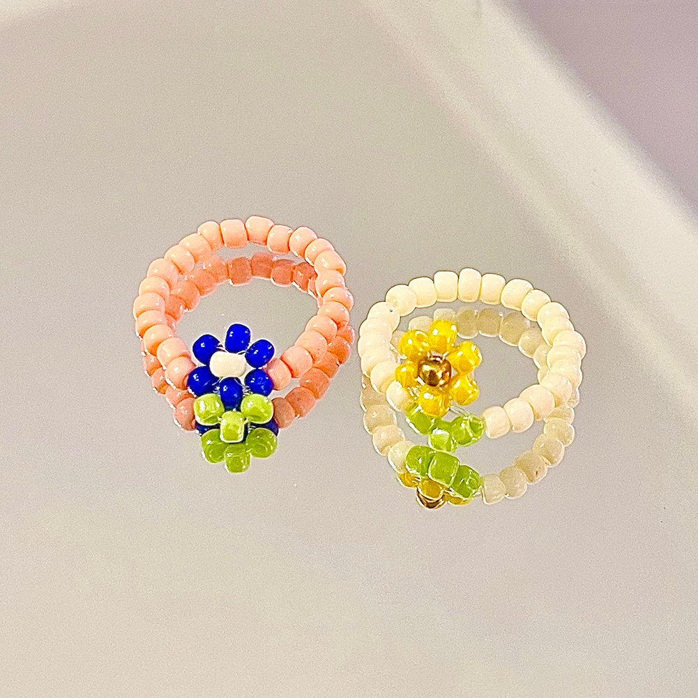 US Sunflower Bloom Ring Bead Daisy Personalized Custom Stackable Women Gift Girl