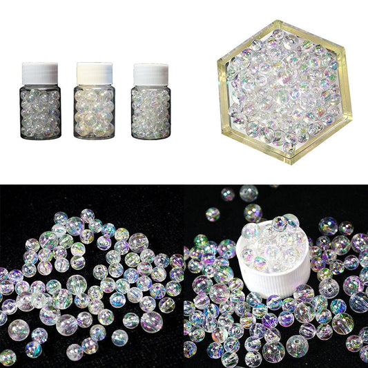 US 60~240 Pack 6~10mm Plastic Acrylic Round Loose Clear/AB Bubble Beads with Hole