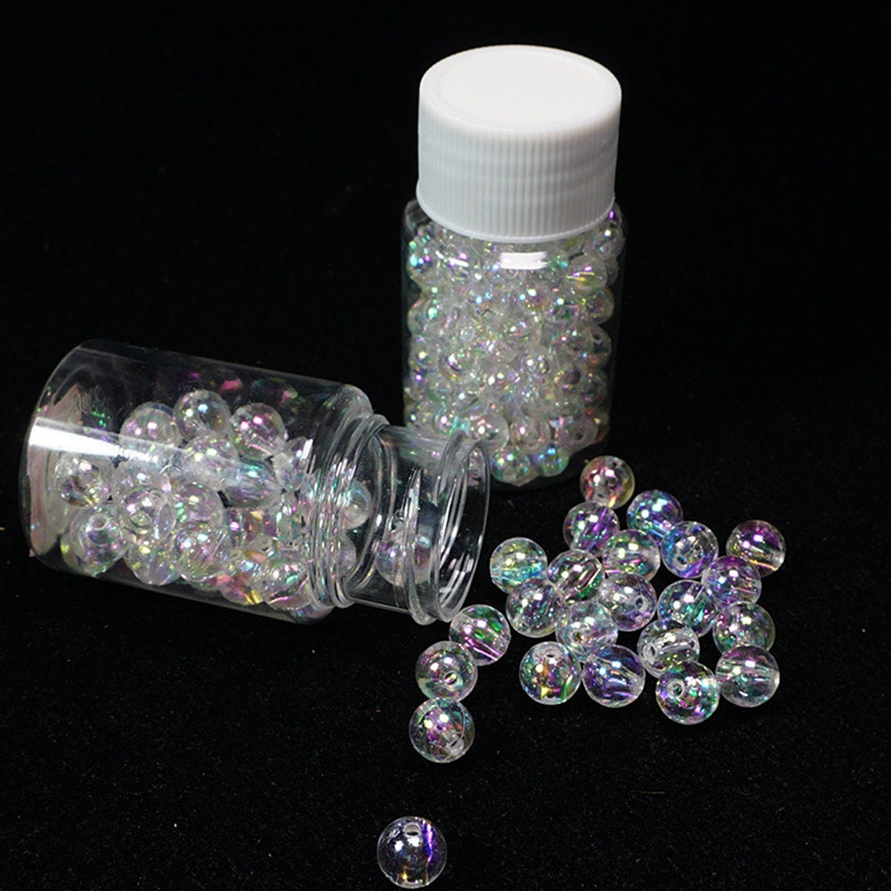 US 60~240 Pack 6~10mm Plastic Acrylic Round Loose Clear/AB Bubble Beads with Hole