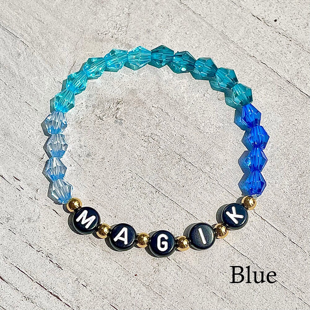 US Custom Crystal Bicone Bead Name Bracelet Personalized Stackable Mama Bracelet