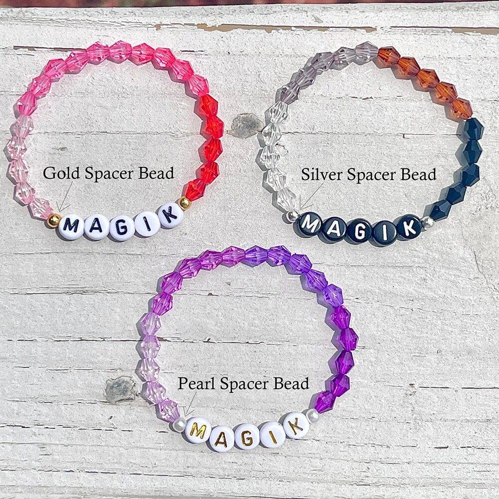 US Custom Crystal Bicone Bead Name Bracelet Personalized Stackable Mama Bracelet