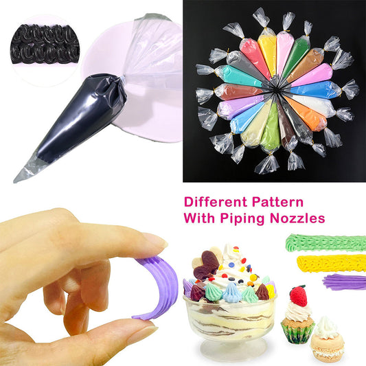 US 100g/3.52oz DIY Cream Simulation Fake Whipped Cream Clay w/ Piping Nozzle Tip