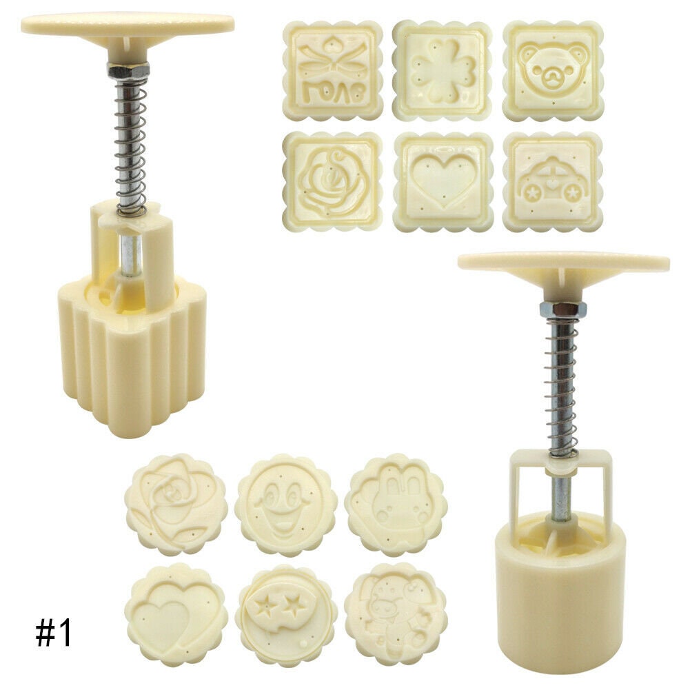 US 14 Pack Moon Cake Mold Mould Mid-Autumn Flower Round Square Pattern DIY Tools