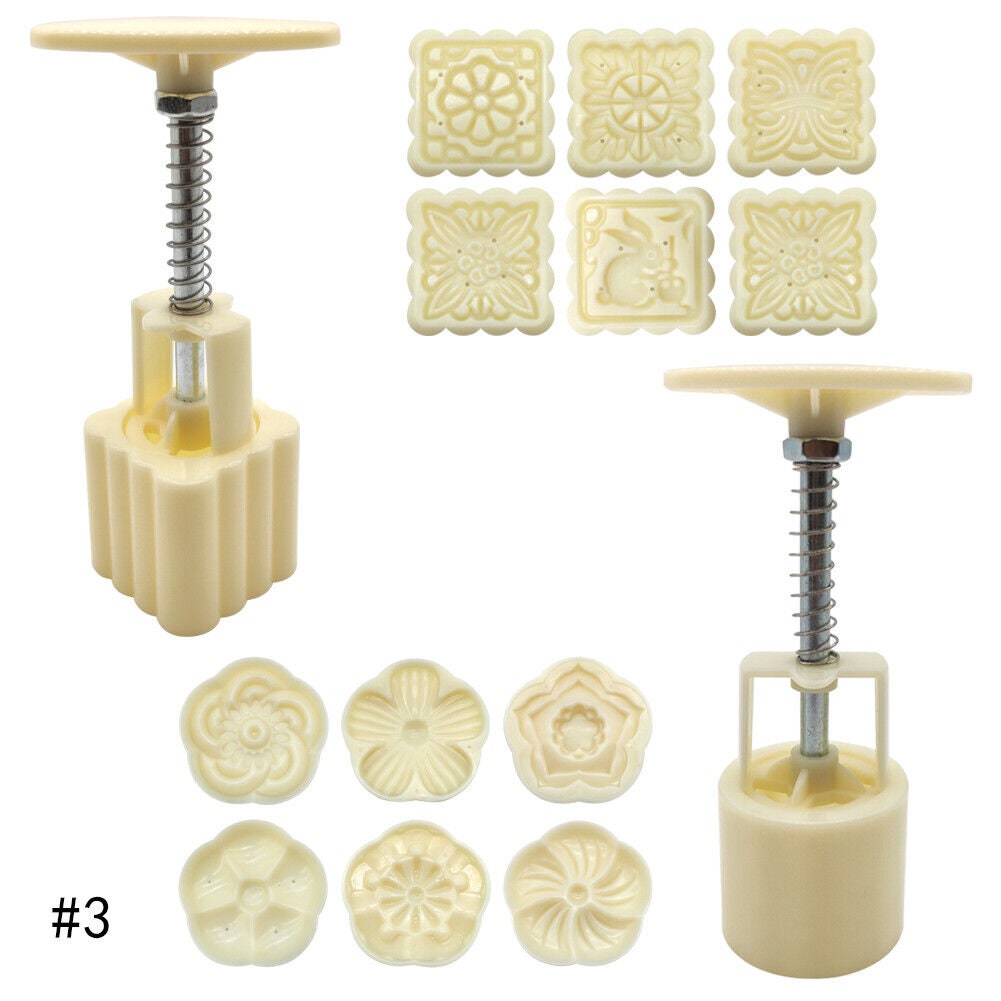 US 14 Pack Moon Cake Mold Mould Mid-Autumn Flower Round Square Pattern DIY Tools