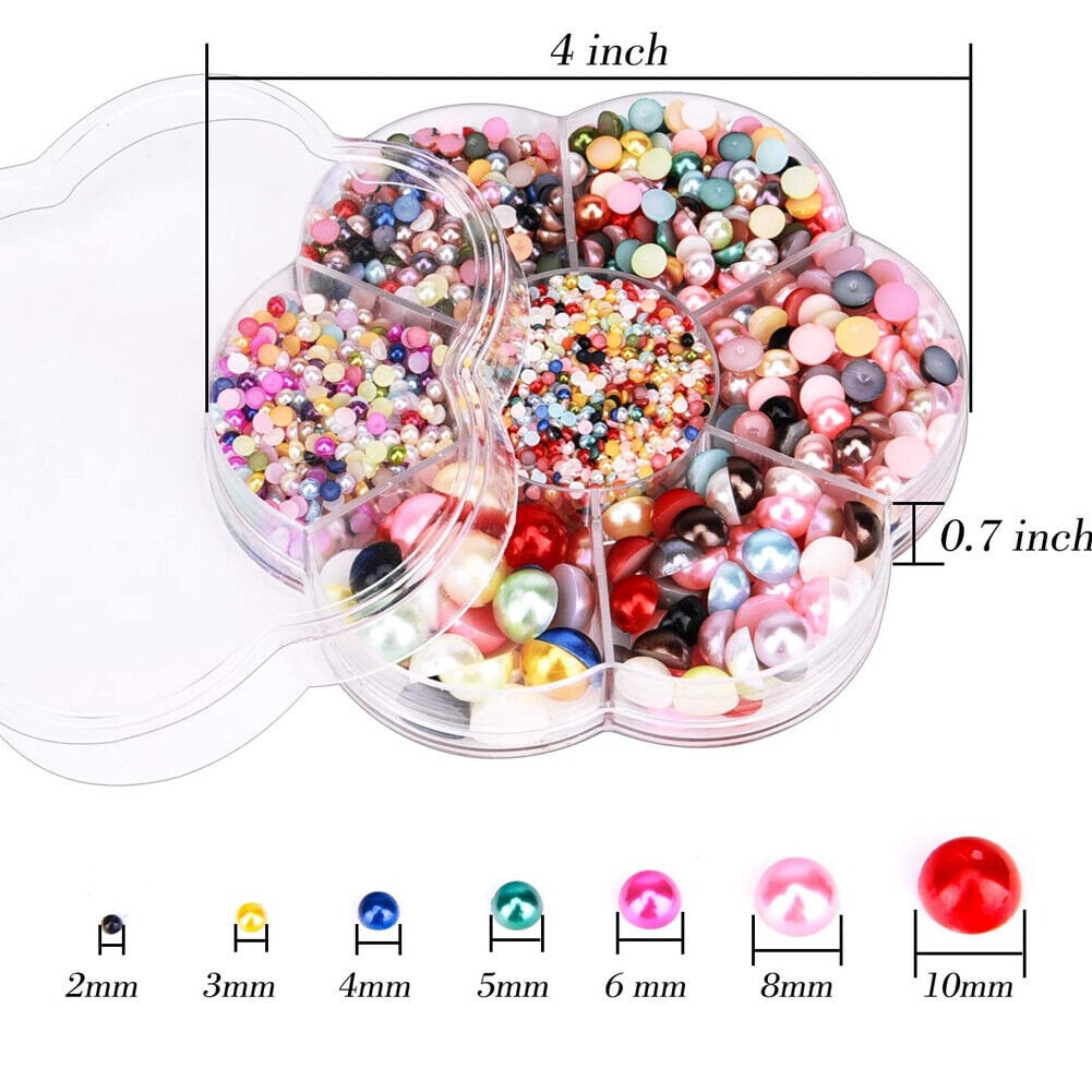 US 5600~11200 Set DIY Half Artificial Pearl Bead Flat Back Beads Craft Nail Art Sewing Clothes