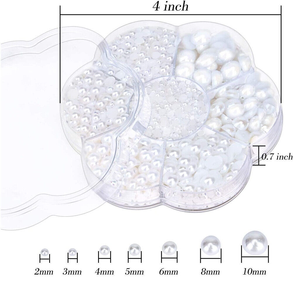 US 5600~11200 Set DIY Half Artificial Pearl Bead Flat Back Beads Craft Nail Art Sewing Clothes