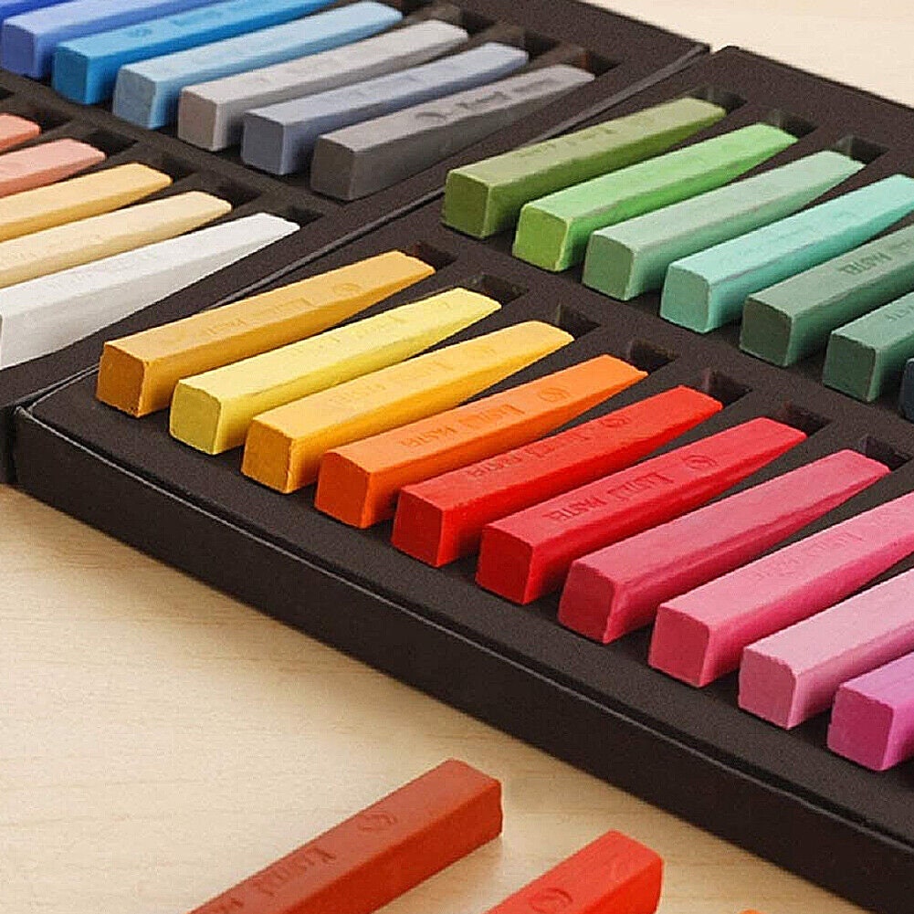 US 12-24 Colors Non Toxic Artist Pastels Soft Chalk Long Square Dry Pastels Set for Painting, Hair Dye, Paper Crafting