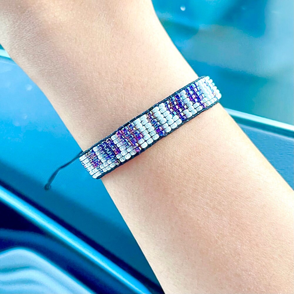 Magik "Piano Keyboard" Theme Glass Bead Bracelet with Adjustable Slide Closure Stackable Handmade Holiday Gifts For Men Women Boys Girls