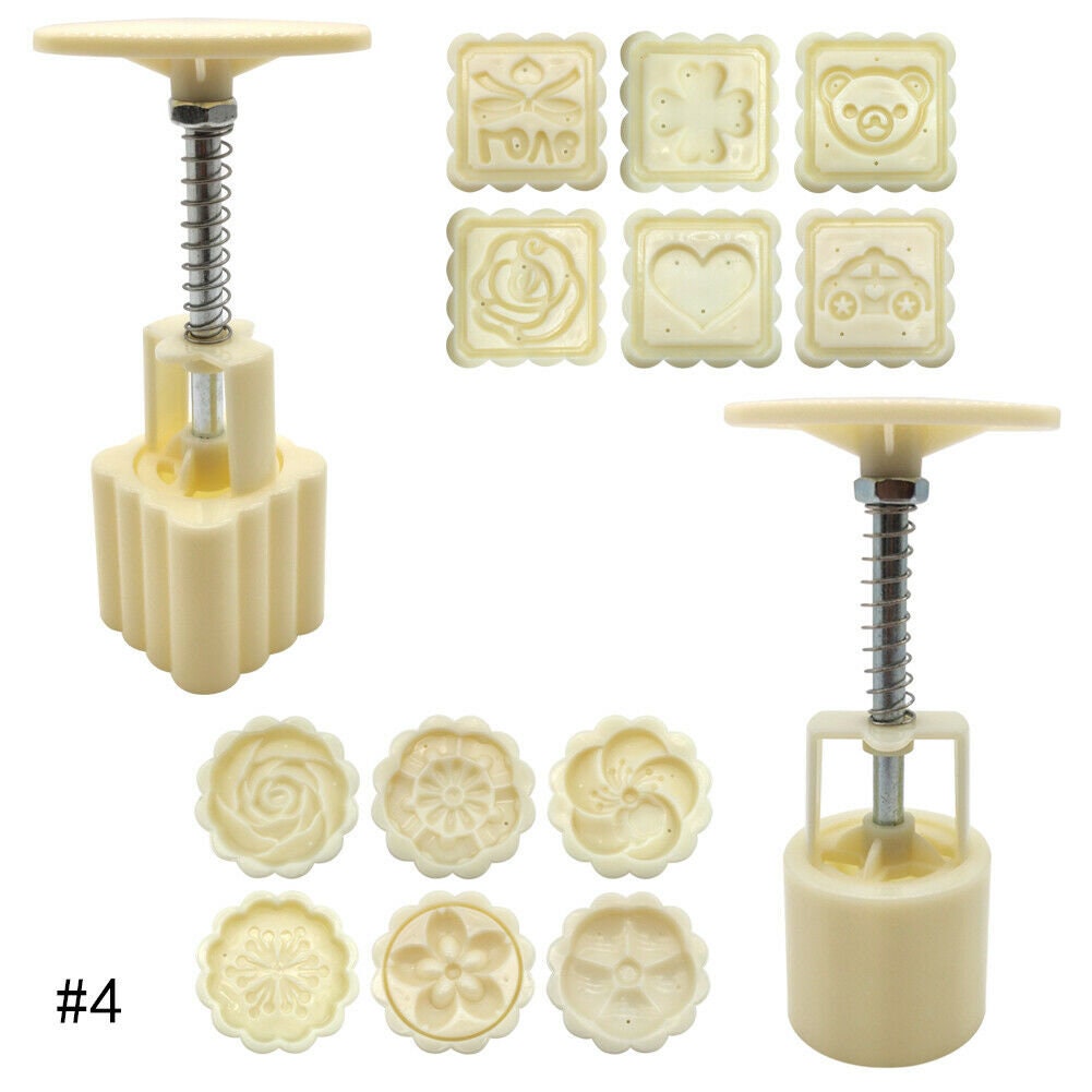 US 14 Pack Moon Cake Mold Mould Mid-Autumn Flower Round Square Pattern DIY Tools