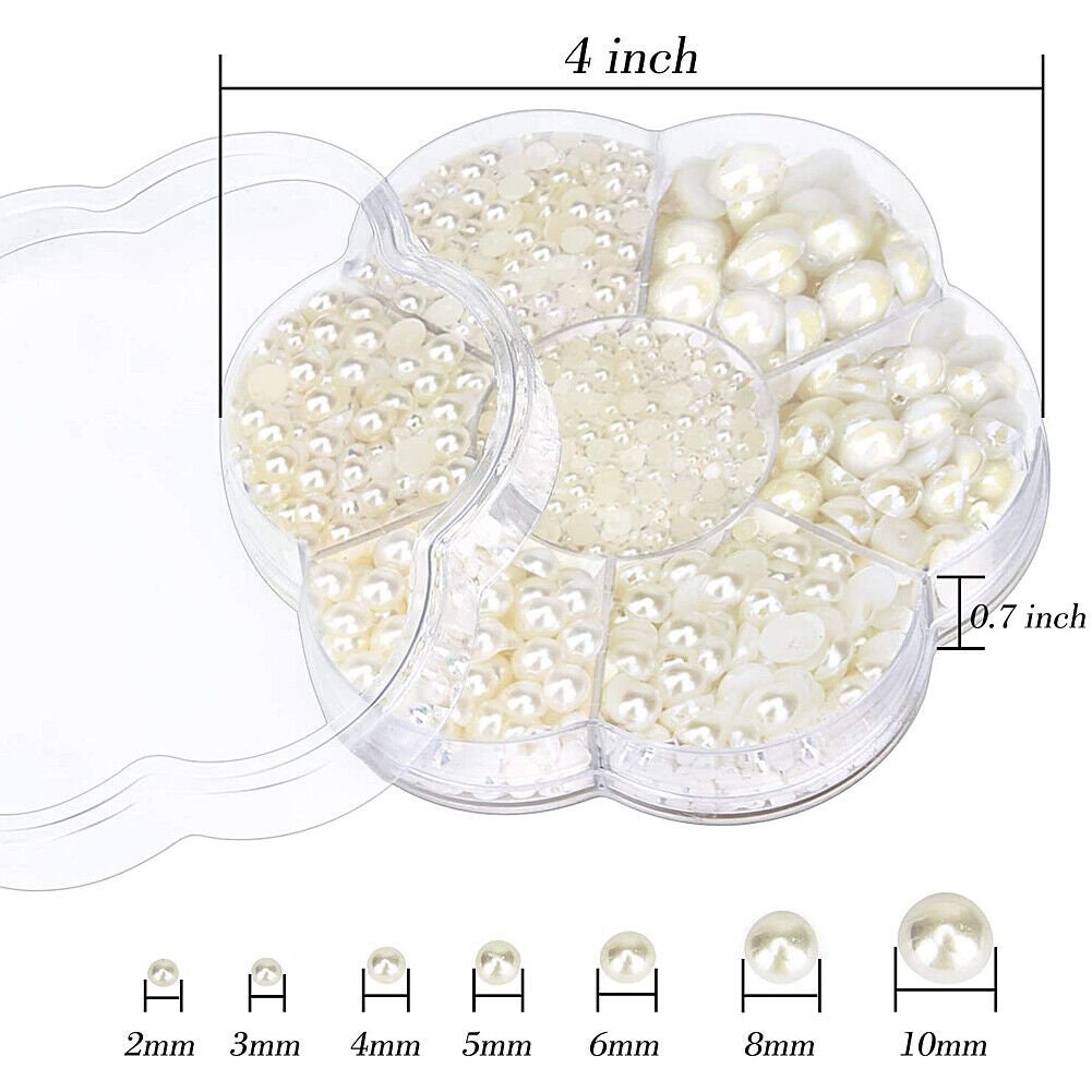 US 5600~11200 Set DIY Half Artificial Pearl Bead Flat Back Beads Craft Nail Art Sewing Clothes