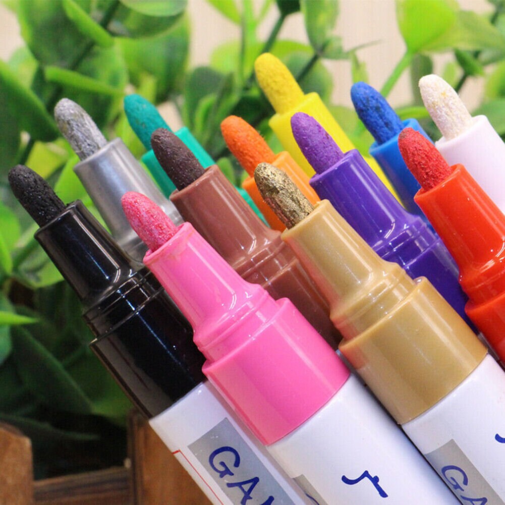 US 12 Pcs Set Tire Craft Scrapbooking Permanent Paint Marker Pen Car Tyre Rubber Universal Waterproof Oil Based