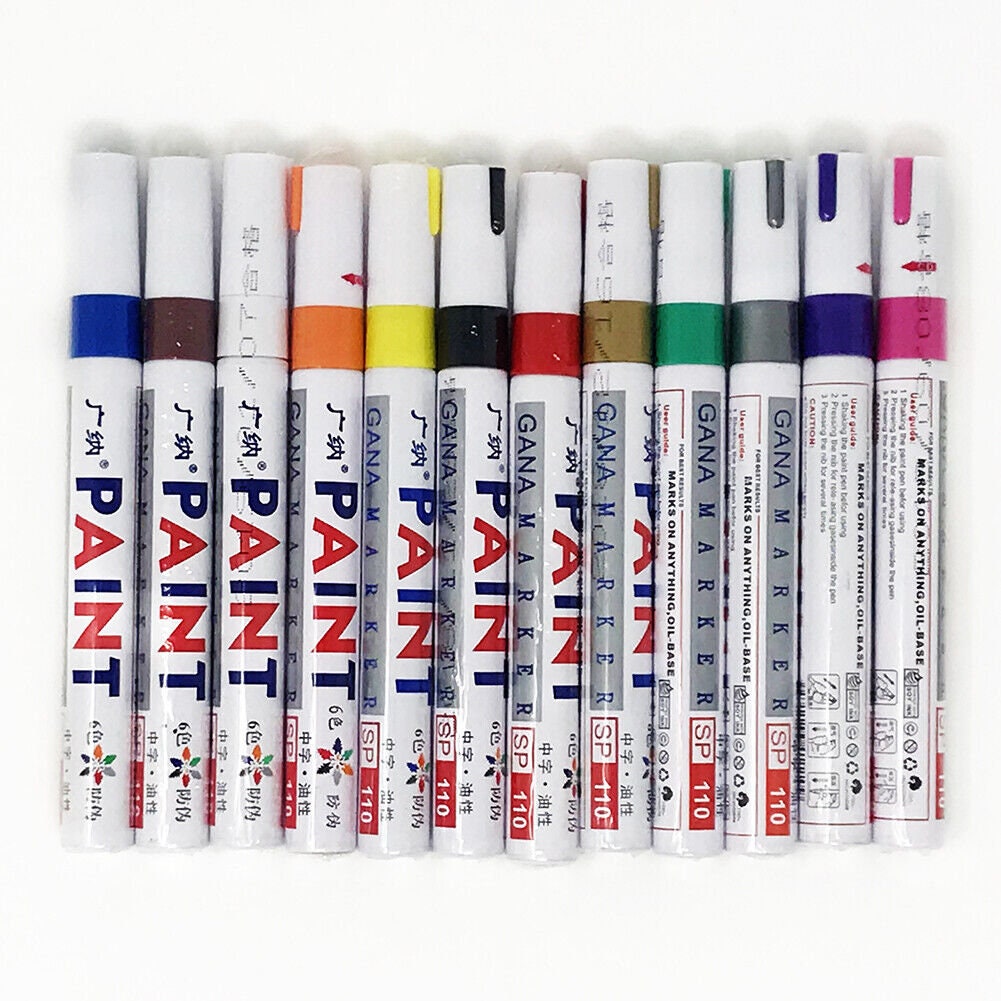 US 12 Pcs Set Tire Craft Scrapbooking Permanent Paint Marker Pen Car Tyre Rubber Universal Waterproof Oil Based