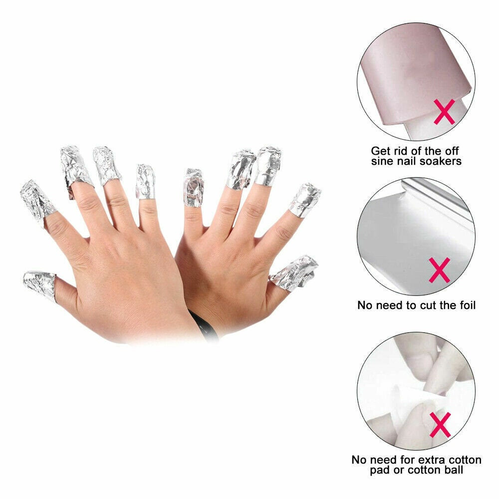 US 100-500Pcs Aluminium Foil Nail Wraps Art Soak Off Gel Polish Remover Cleaner