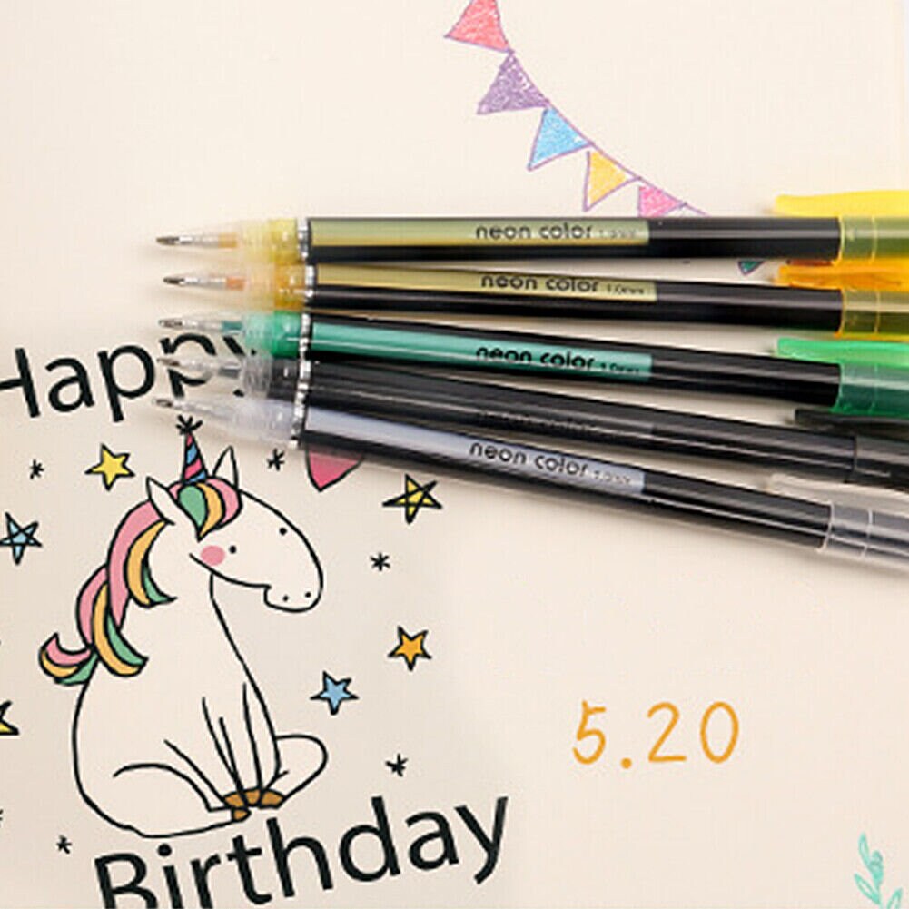 US 48Pcs Neon Color Gel Pastel Pen Point Marker Drawing Note Journaling Doodling 1.0mm