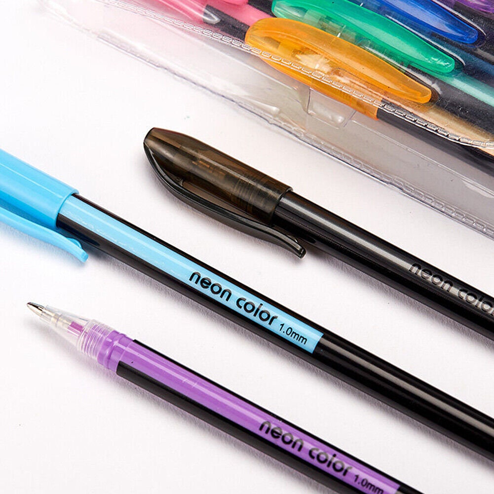 US 48Pcs Neon Color Gel Pastel Pen Point Marker Drawing Note Journaling Doodling 1.0mm