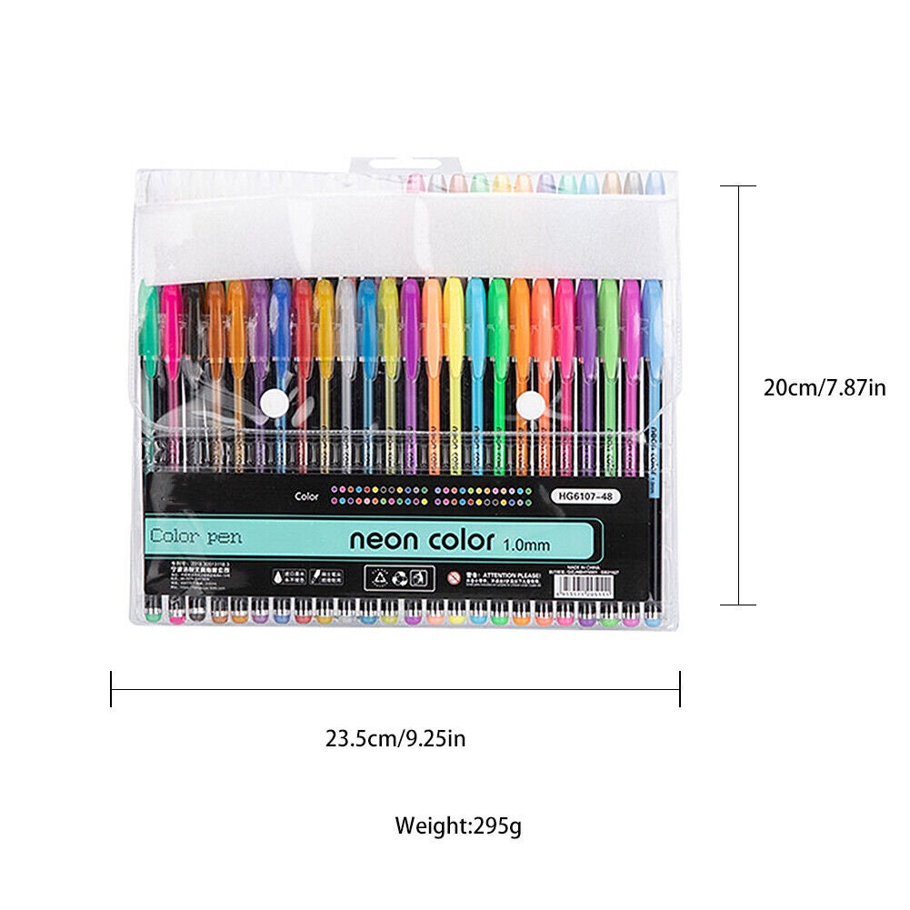 US 48Pcs Neon Color Gel Pastel Pen Point Marker Drawing Note Journaling Doodling 1.0mm