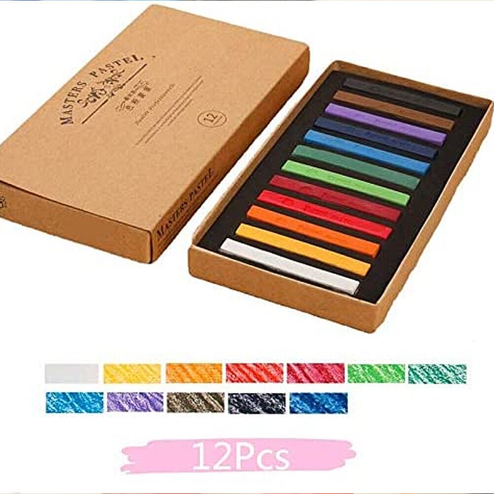 US 12-24 Colors Non Toxic Artist Pastels Soft Chalk Long Square Dry Pastels Set for Painting, Hair Dye, Paper Crafting