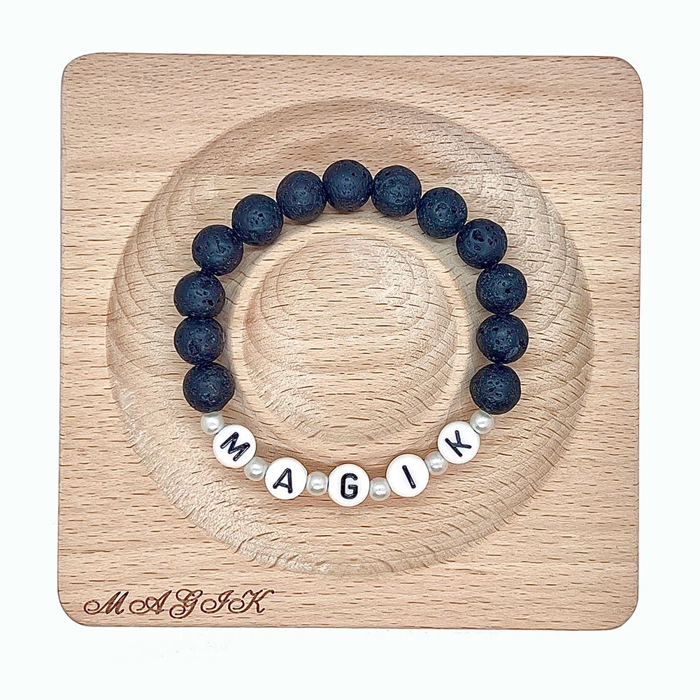 Magik Personalize Custom Handmade Name Bracelet Mama Bracelet Bead Beaded Stretch Energy Stone Yoga Agage Howlite Crystal Holiday Gift