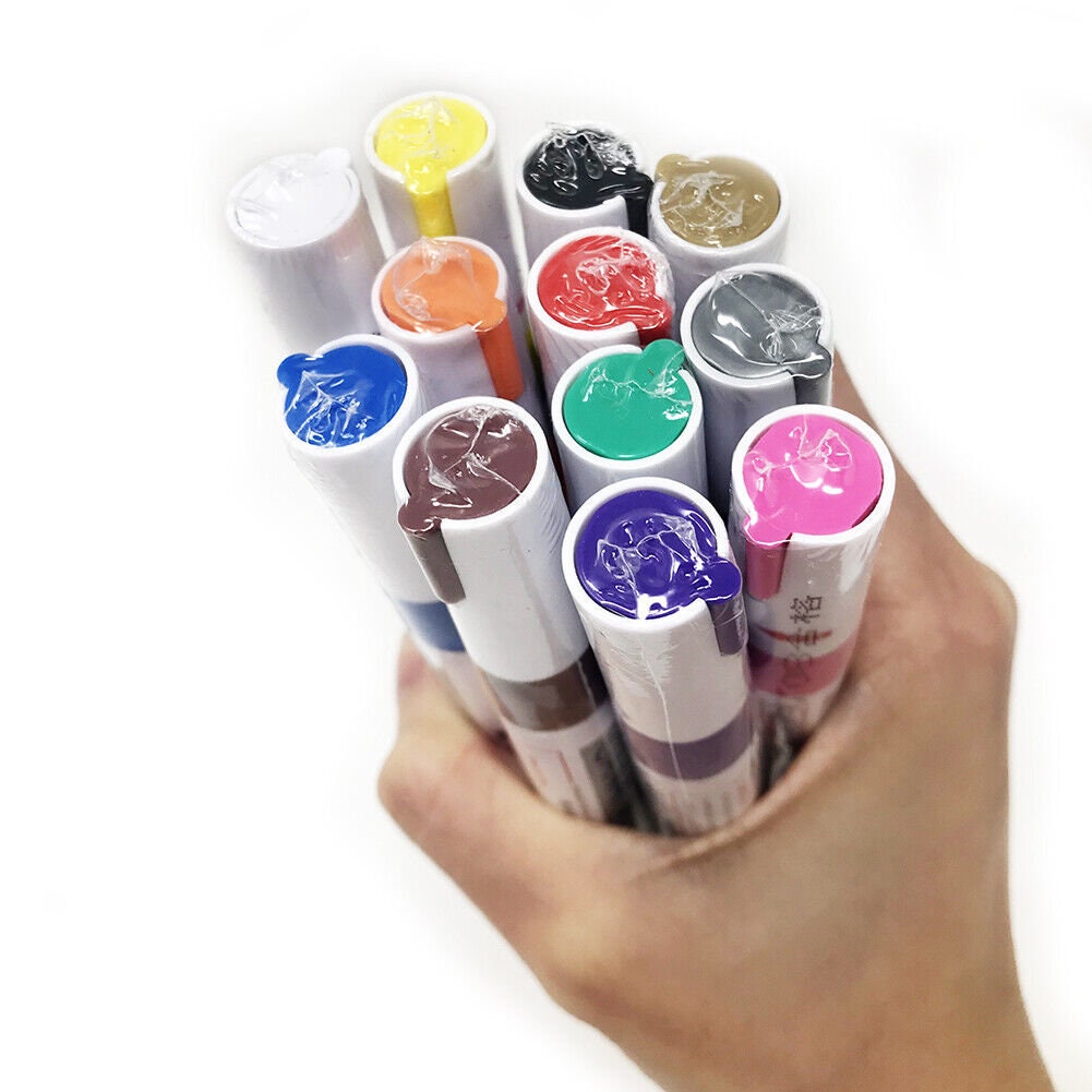 US 12 Pcs Set Tire Craft Scrapbooking Permanent Paint Marker Pen Car Tyre Rubber Universal Waterproof Oil Based