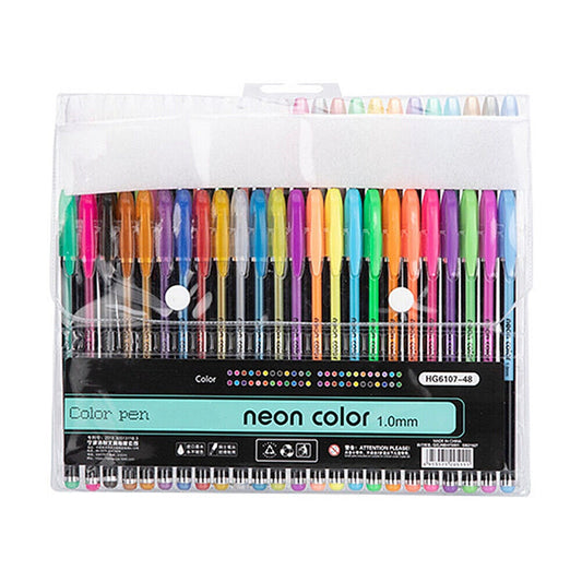 US 48Pcs Neon Color Gel Pastel Pen Point Marker Drawing Note Journaling Doodling 1.0mm